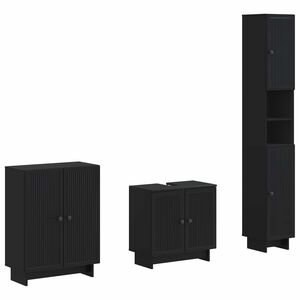 vidaXL Juego de armarios de ba&ntilde;o de 3 piezas EDE Negro