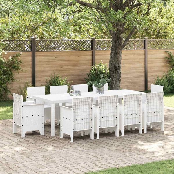 vidaXL Conjunto de Comedor de Jard&iacute;n 11 pcs Blanco Polipropileno