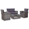 vidaXL Set de muebles de jard&iacute;n 4 pzas y cojines rat&aacute;n sint&eacute;tico gris