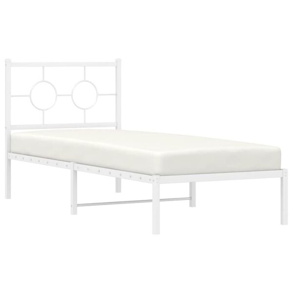 vidaXL Estructura cama sin colch&oacute;n con cabecero metal blanco 80x200 cm