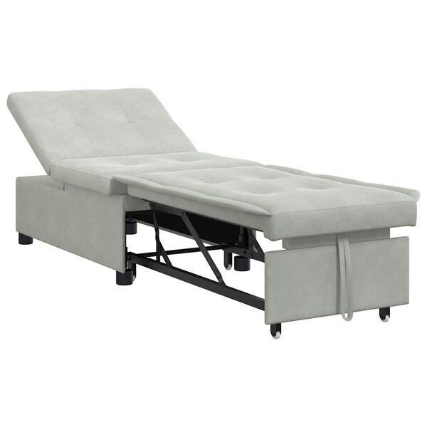 vidaXL Sof&aacute; cama Gris Claro 194 x 67 x 82 cm Terciopelo