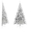 vidaXL Medio &aacute;rbol de Navidad artificial con soporte PET plata 240 cm