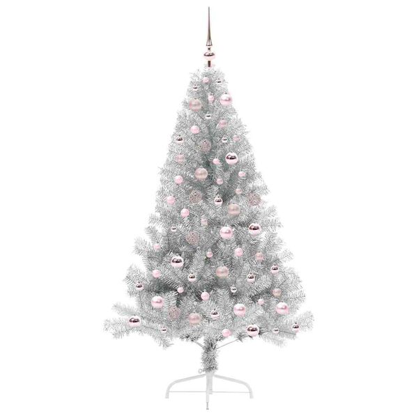 vidaXL &Aacute;rbol de Navidad Artificial Preiluminado Plateado 180 cm PET