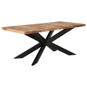 vidaXL Mesa de comedor madera maciza de mango rugosa 180x90x76 cm