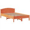 vidaXL Cama con estanter&iacute;a sin colch&oacute;n madera maciza marr&oacute;n 135x190cm