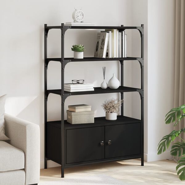 vidaXL Librer&iacute;a de 3 estantes madera ingenier&iacute;a negro 70x30x109,5 cm
