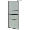 vidaXL Mampara ducha con estante vidrio ESG y aluminio negro 80x195 cm