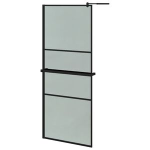 vidaXL Mampara ducha con estante vidrio ESG y aluminio negro 80x195 cm