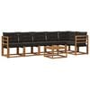 vidaXL Conjunto de sof&aacute;s de exterior con coj&iacute;n 7 pcs Natural y negro