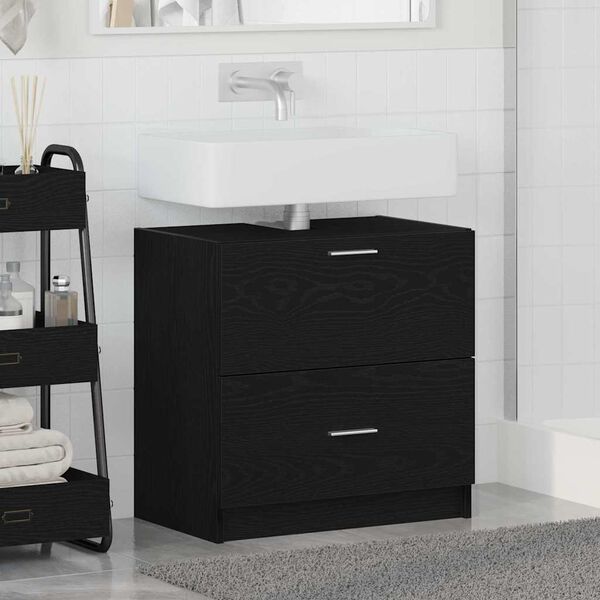 vidaXL Gabinete de Ba&ntilde;o con caj&oacute;n Roble Negro 59 x 37 x 59 cm