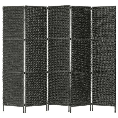 vidaXL Biombo divisor 5 paneles jacinto de agua negro 193x160 cm