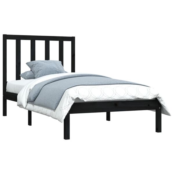vidaXL Estructura de cama sin colchón madera de pino negro 100x200 cm