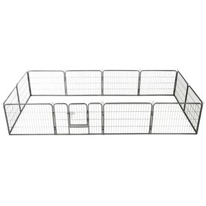 vidaXL Corral para perros 12 paneles de acero 80x60 cm negro