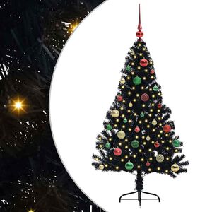 vidaXL &Aacute;rbol de Navidad Artificial Preiluminado Negro 150 cm PVC