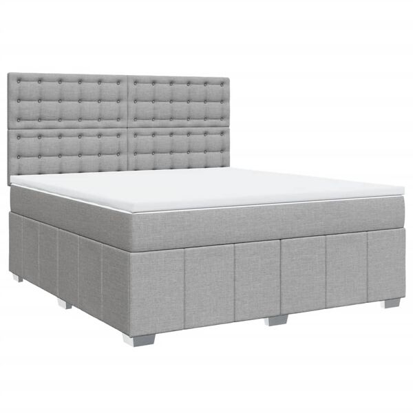 vidaXL Cama box spring con colch&oacute;n tela gris claro 180x200 cm