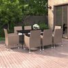 vidaXL Set comedor de jardín 9 pzas y cojines ratán sintético y vidrio