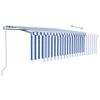 vidaXL Toldo autom&aacute;tico persiana LED sensor viento azul blanco 4,5x3 m