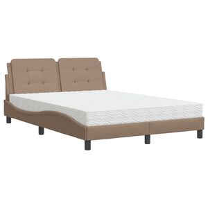 vidaXL Estructura de cama sin colch&oacute;n Zadar cuero sint&eacute;tico capuchino 120x200 cm