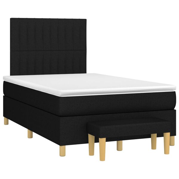 vidaXL Cama box spring con colch&oacute;n tela negro 120x200 cm