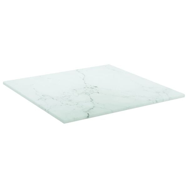 vidaXL Tablero mesa dise&ntilde;o m&aacute;rmol vidrio templado blanco 30x30 cm 6 mm