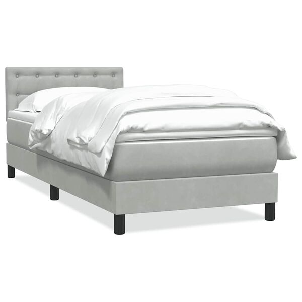 vidaXL Cama box spring con colch&oacute;n terciopelo gris claro 90x210 cm