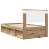 vidaXL Estructura de cama con cabecera Roble Artesanal 75 x 190 cm