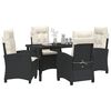 vidaXL Conjunto de Comedor de Jard&iacute;n 5 pcs Negro rat&aacute;n sint&eacute;tico
