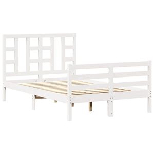 vidaXL Estructura de cama con cabecero madera maciza blanco 120x200 cm