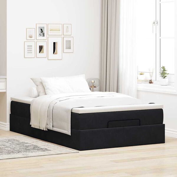 vidaXL Cama otomana con colch&oacute;n 120x190 cm terciopelo negro