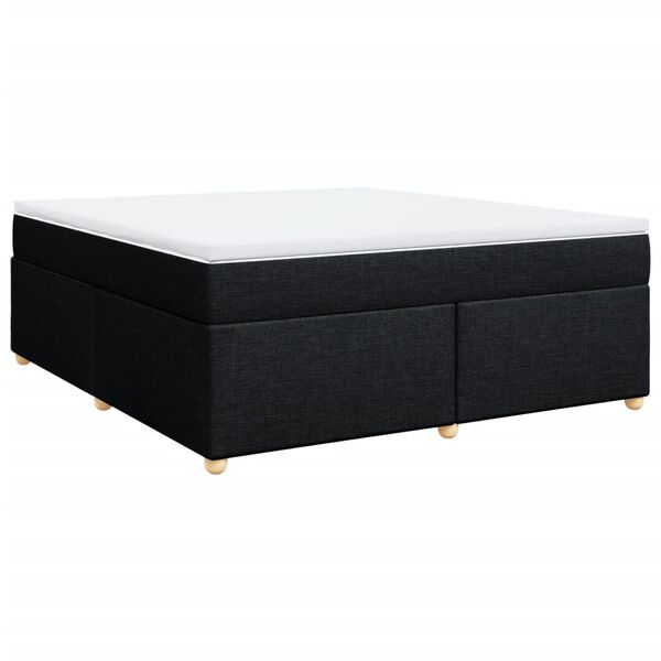 vidaXL Cama box spring con colch&oacute;n tela negro 180x200 cm