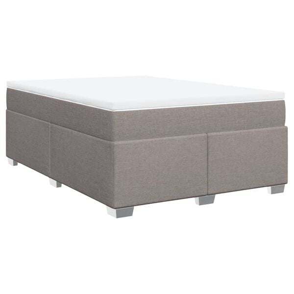 vidaXL Cama box spring con colch&oacute;n tela gris taupe 140x190 cm