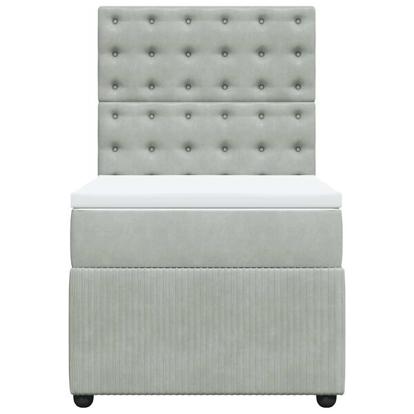 vidaXL Cama box spring con colch&oacute;n terciopelo gris claro 90x190 cm