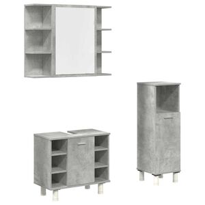 vidaXL Set muebles de ba&ntilde;o 2 piezas madera contrachapada gris hormig&oacute;n