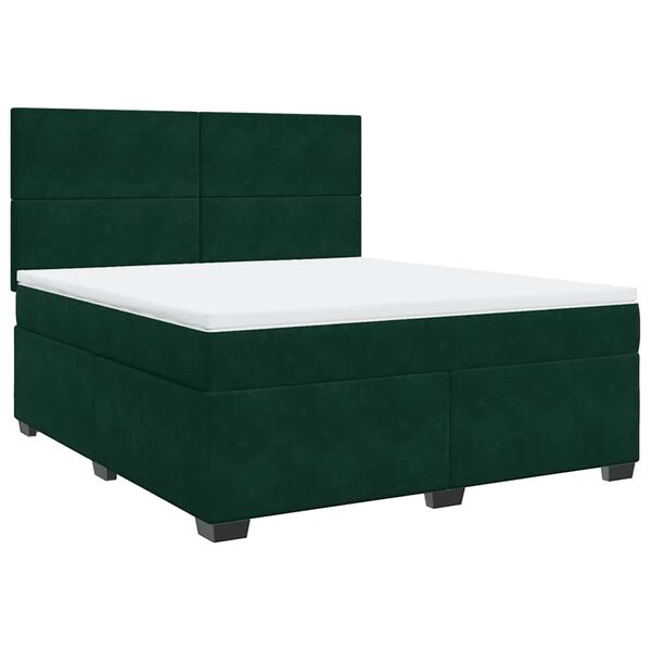 vidaXL Cama box spring con colch&oacute;n terciopelo verde oscuro 180x200 cm