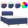 vidaXL Cama box spring con colch&oacute;n y luces LED tela azul 120x190 cm