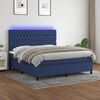 vidaXL Cama box spring colch&oacute;n y luces LED tela azul 160x200 cm