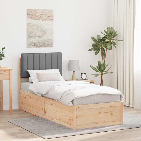 vidaXL Estructura de Cama con Cabecera Tapizada Gris Claro 75 x 190 cm