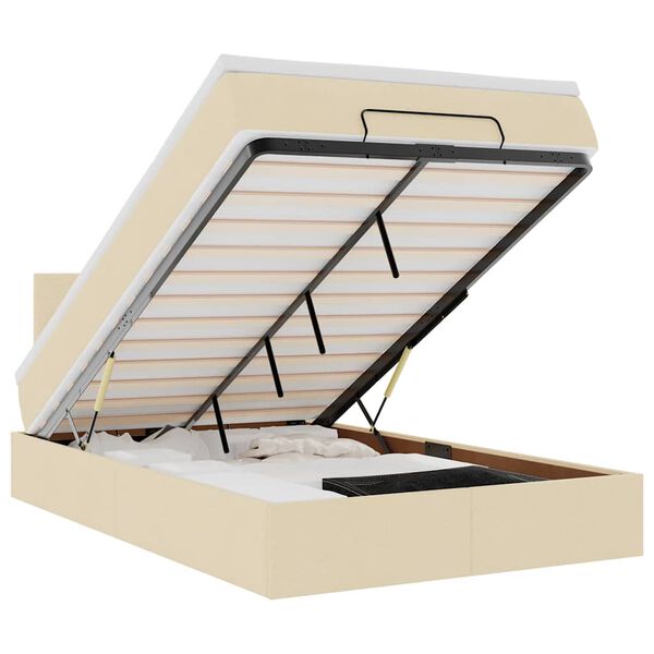 vidaXL Cama otomana con colch&oacute;n de tela color crema 140x190 cm