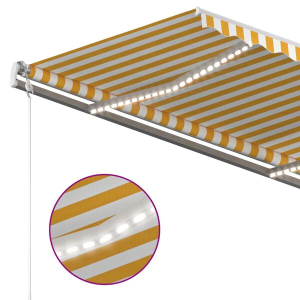 vidaXL Toldo manual retr&aacute;ctil con luz LED amarillo y blanco 3x2,5 m