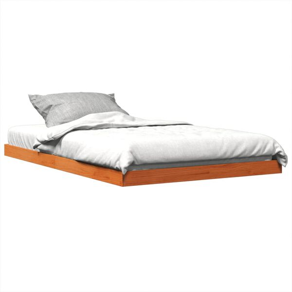 vidaXL Estructura de cama sin colch&oacute;n madera maciza marr&oacute;n 120x190 cm