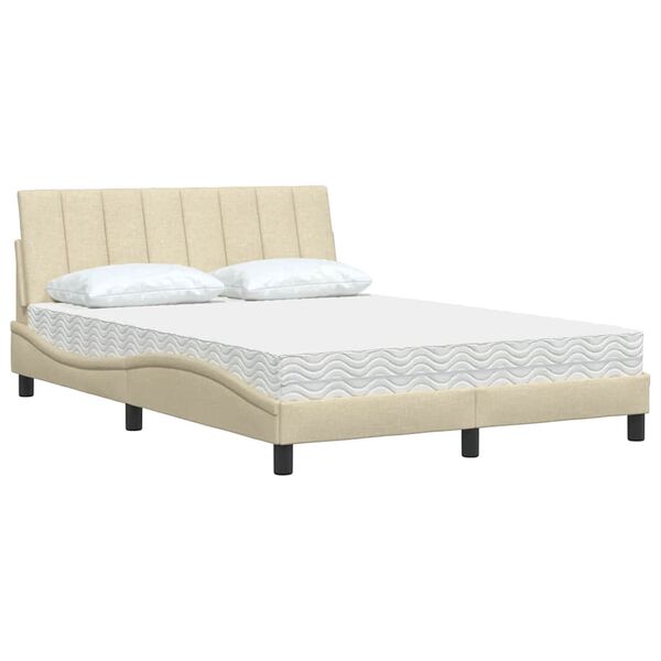 vidaXL Cama con colch&oacute;n Hanko tela color crema 140x200 cm