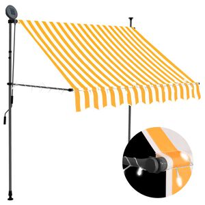 vidaXL Toldo manual retr&aacute;ctil con LED blanco y naranja 150 cm