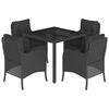 vidaXL Set de muebles jard&iacute;n 5 pzas con cojines rat&aacute;n sint&eacute;tico negro