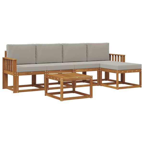 vidaXL Conjunto de sof&aacute;s de exterior 6 pcs Gris Natural y Claro