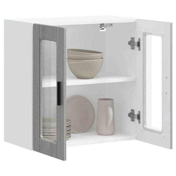 vidaXL Armario de pared para cocina puerta cristal Porto gris sonoma