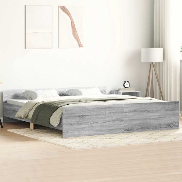 vidaXL Estructura de cama con cabecero piecero gris Sonoma 160x200 cm