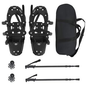 vidaXL Raquetas de nieve 3 en 1 con bastones de senderismo Negro
