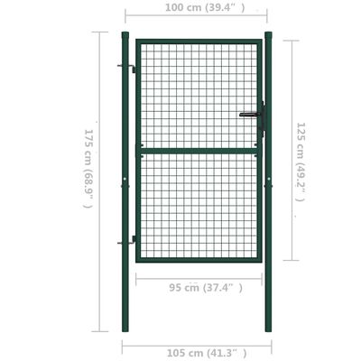 vidaXL Puerta de valla de acero verde 100x125 cm