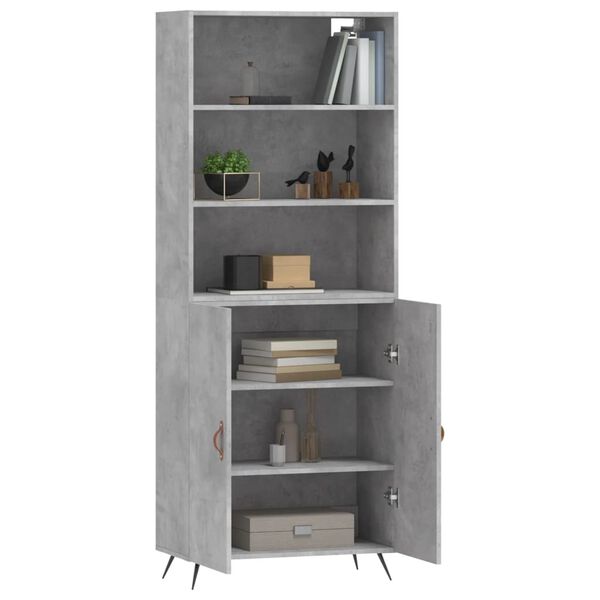 vidaXL Aparador alto madera contrachapada gris hormig&oacute;n 69,5x34x180 cm