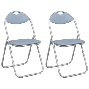 vidaXL Silla Plegable 2 pcs Gris 48 x 43,5 x 81 cm Cuero sint&eacute;tico